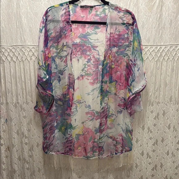 Floral Sheer Kimono Cardigan - Picture 1 of 4
